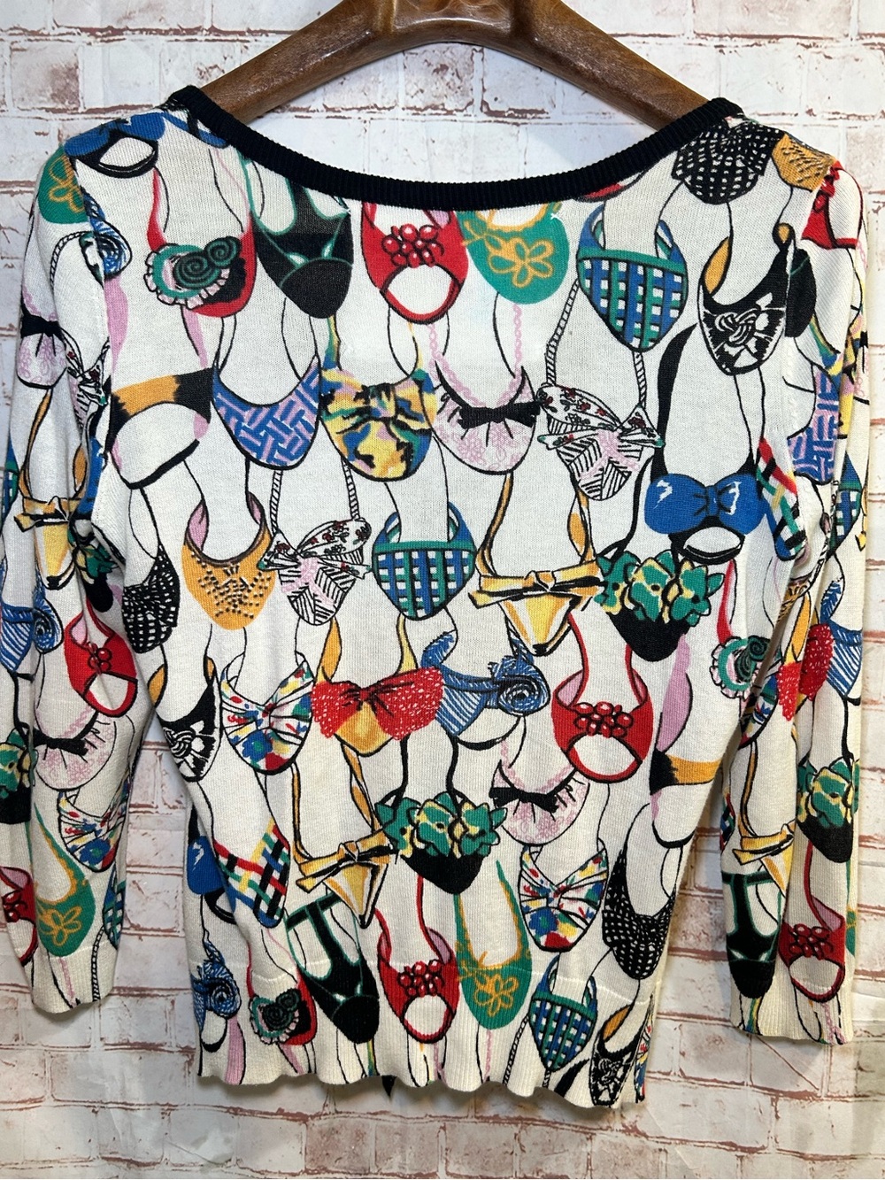 Anthropologie Imelda Shoe Print Cardigan Novelty Quirky Fun Sweater Size Small - Picture 4 of 6